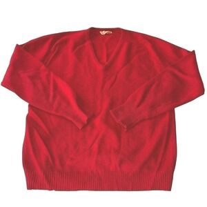 Cotswold 100% Lambswool VTG V Neck Sweater Mens 44 Red Made Britain Classic Prep